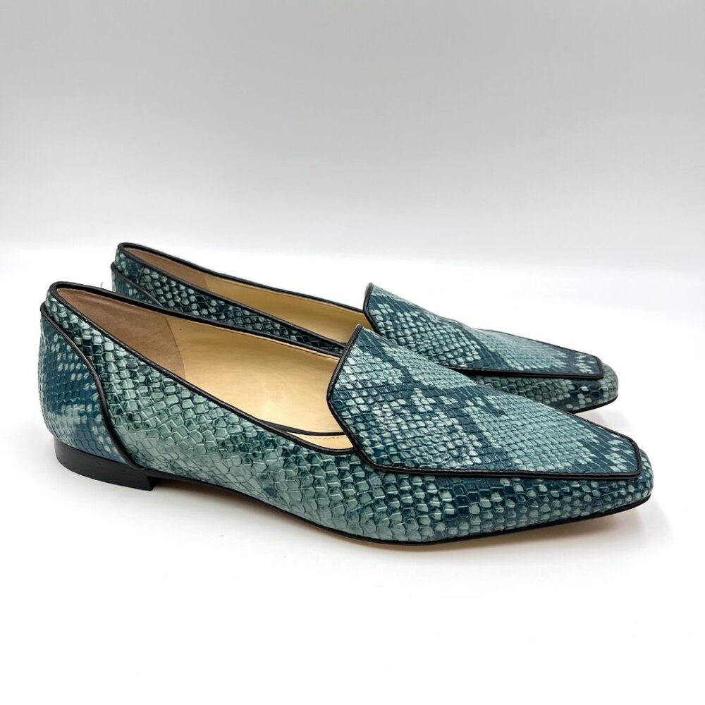 Vince Camuto Womens Size 6 Kallassa Black Blue Snakeskin Flats Loafers Shoes